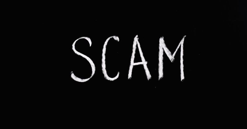 Scams - Scam Lettering Text on Black Background