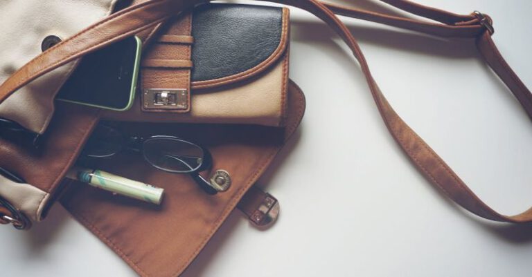 Wallets - Brown Leather Crossbody Bag With Eyeglasses